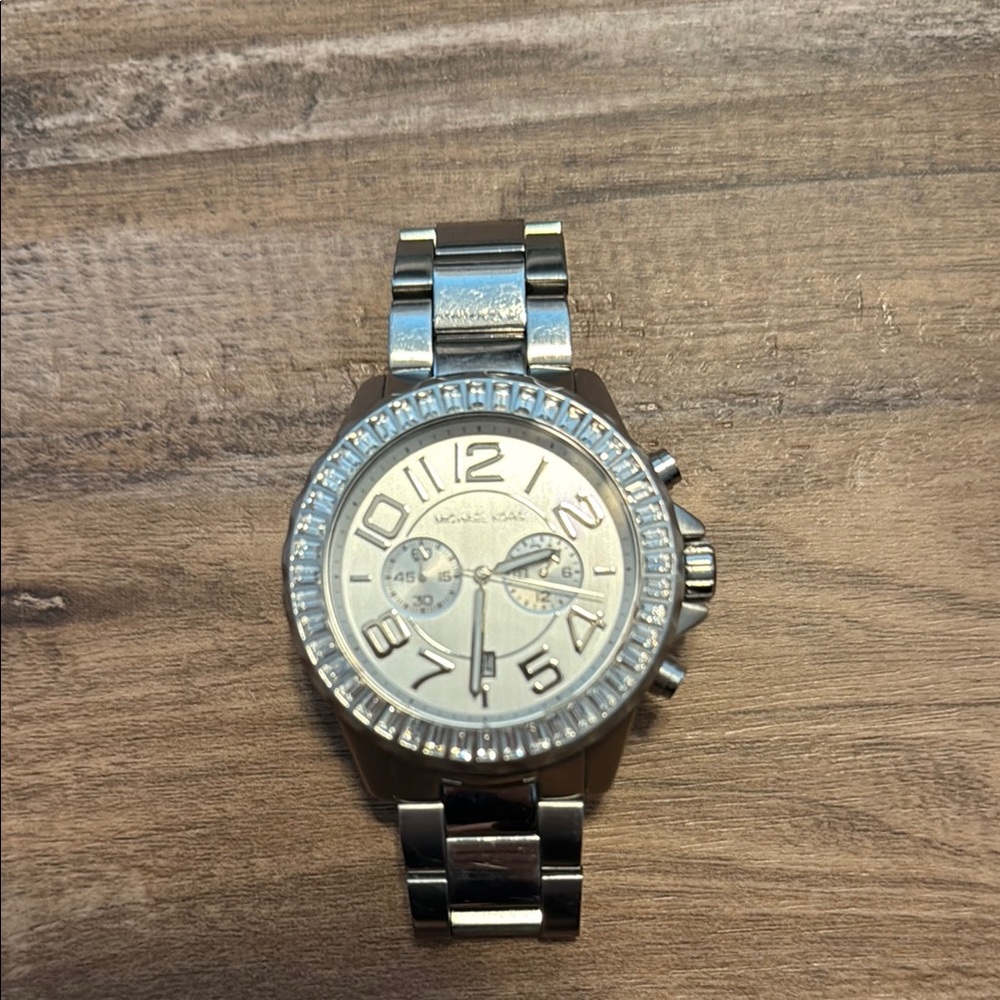 Michael Kors Silver Watch with Crystal Accents